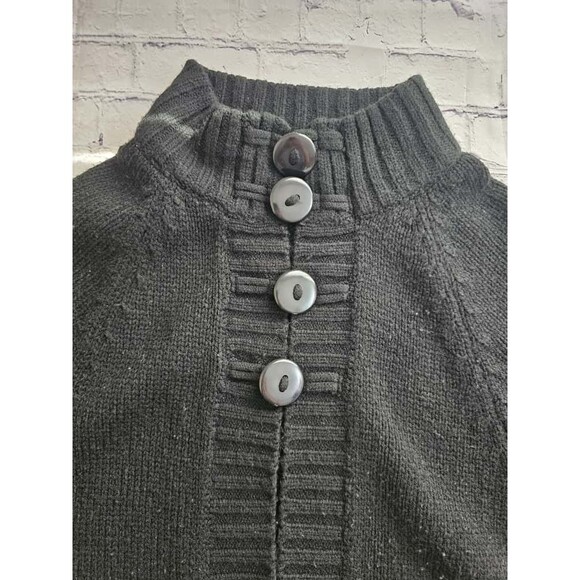 Allison Brittney Black Knit Short Sleeve Sweater Women’s Size S Button Front - Picture 4 of 7